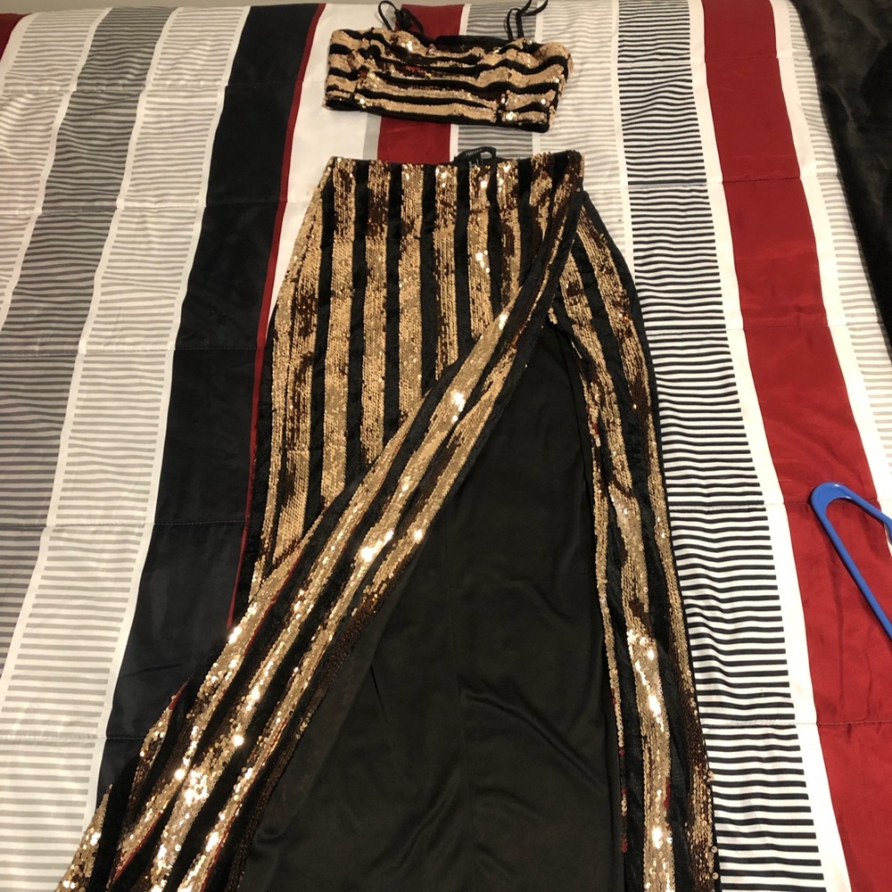 Two piece . Long skirt with crop top